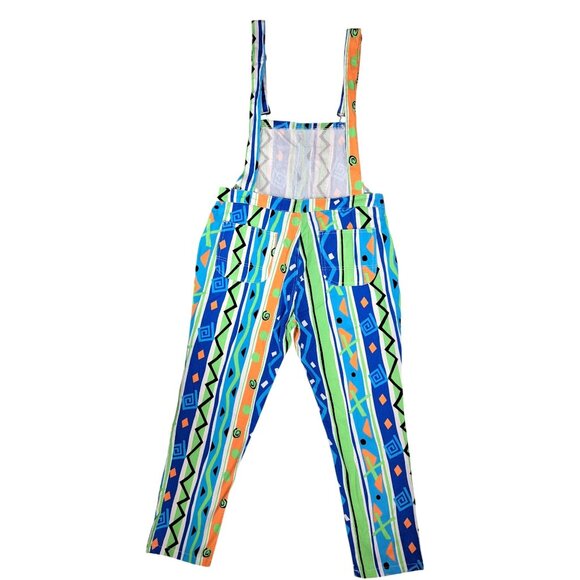 Shinesty Colorful Geometric Wild Print Bib Overalls Retro Look Size Men Medium - Picture 2 of 9